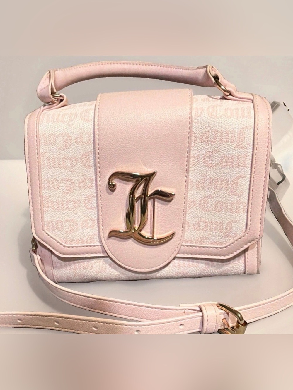 Juicy Couture Blush Pink Logo-Front Shoulder Bag